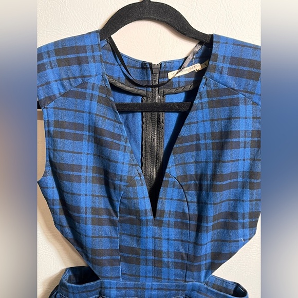 Mustard Seed Blue/ Black Plaid Dress Open Sides Size Small - Picture 3 of 10
